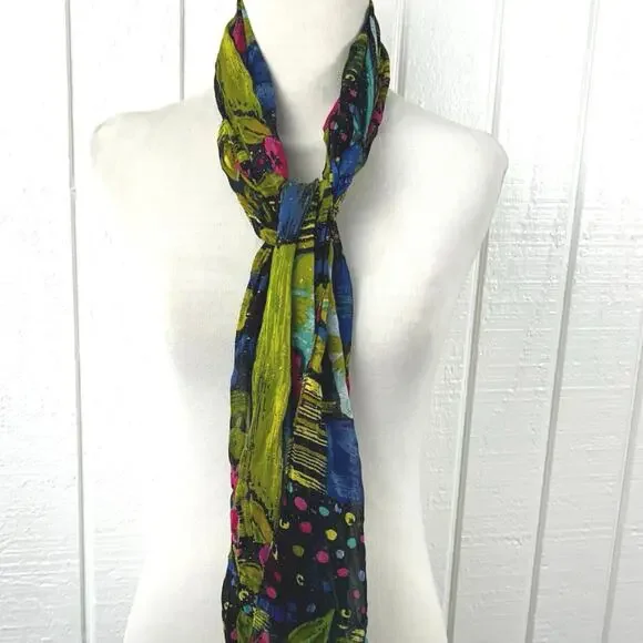 Unbranded Women Rectangle Scarf Head Neck One Size Lightweight Boho Artsy - Picture 6 of 7